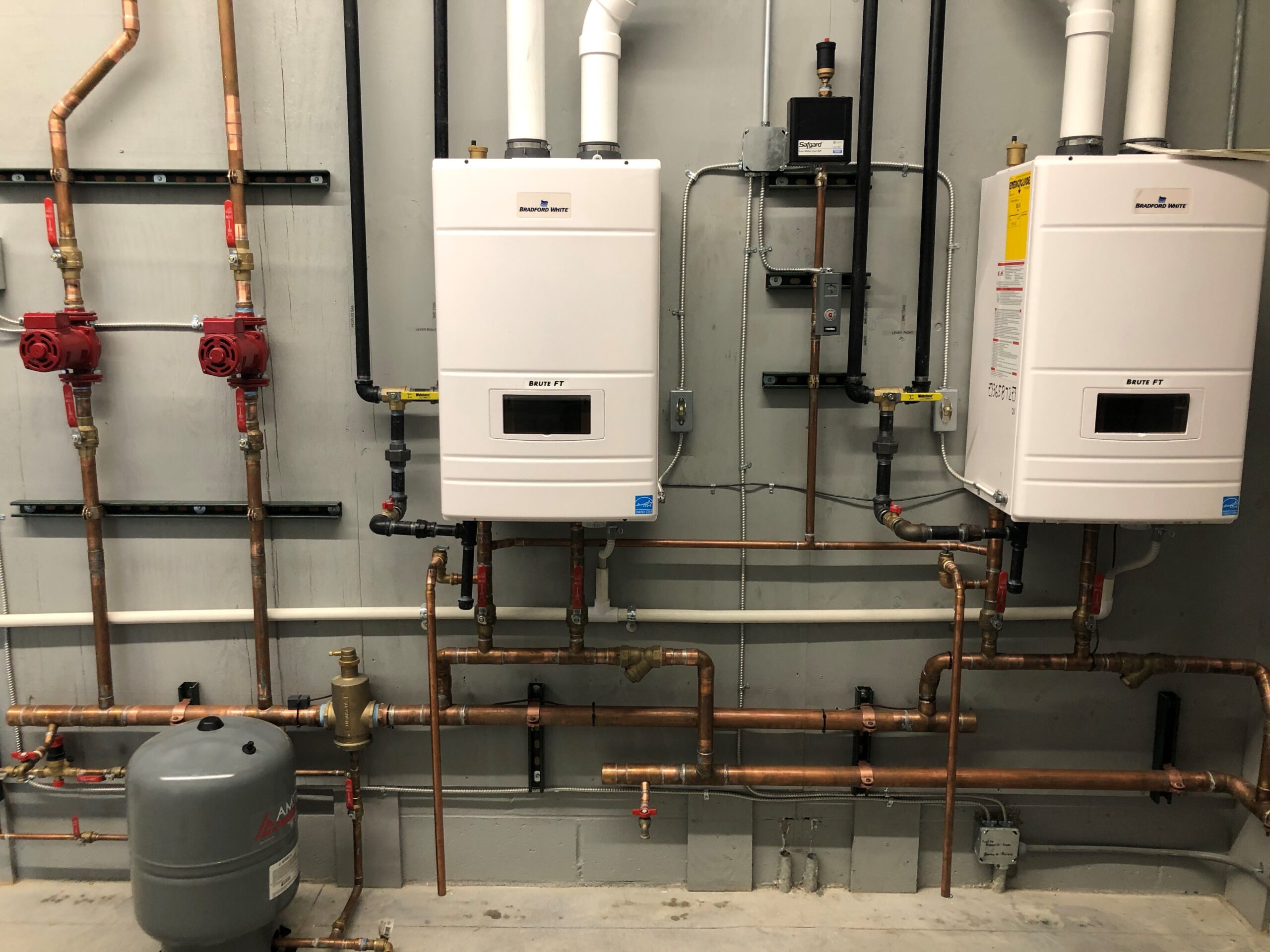 Commercial boilers for in-floor radiant heating. 